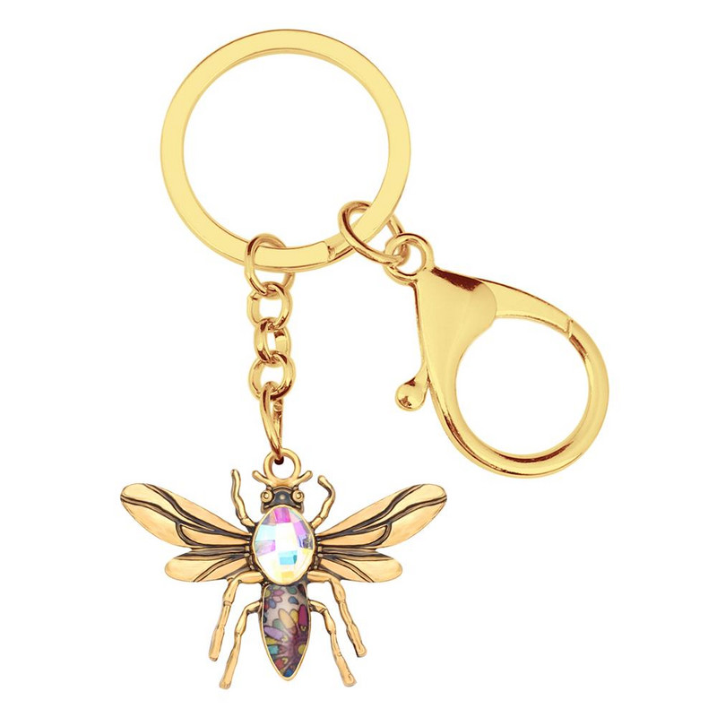 Breloc cu miere de albine din aliaj placat cu aur antic, breloc chei cu insecte, lanțuri chei pentru fete, bărbați, geantă cadou, accesorii pentru posetă