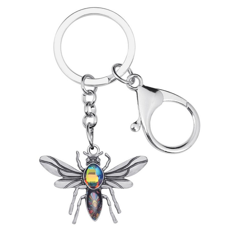 Breloc cu miere de albine din aliaj placat cu aur antic, breloc chei cu insecte, lanțuri chei pentru fete, bărbați, geantă cadou, accesorii pentru posetă