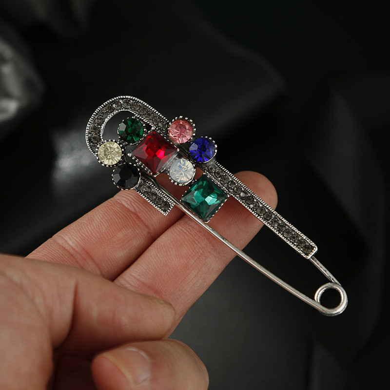 Brosa de siguranta cristal doamne vintage mare pulover design primavara 3 culori la alegere cadou