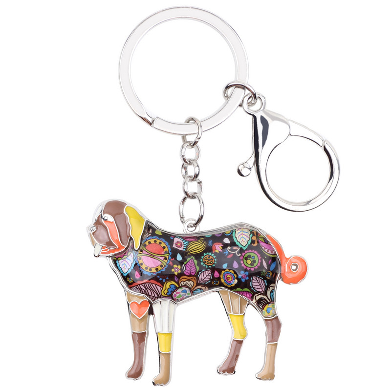 Lanț chei pentru câine email Saint Bernard Bonsny pentru femei breloc breloc breloc breloc bărbat suport cheie mașină accesorii bijuterii