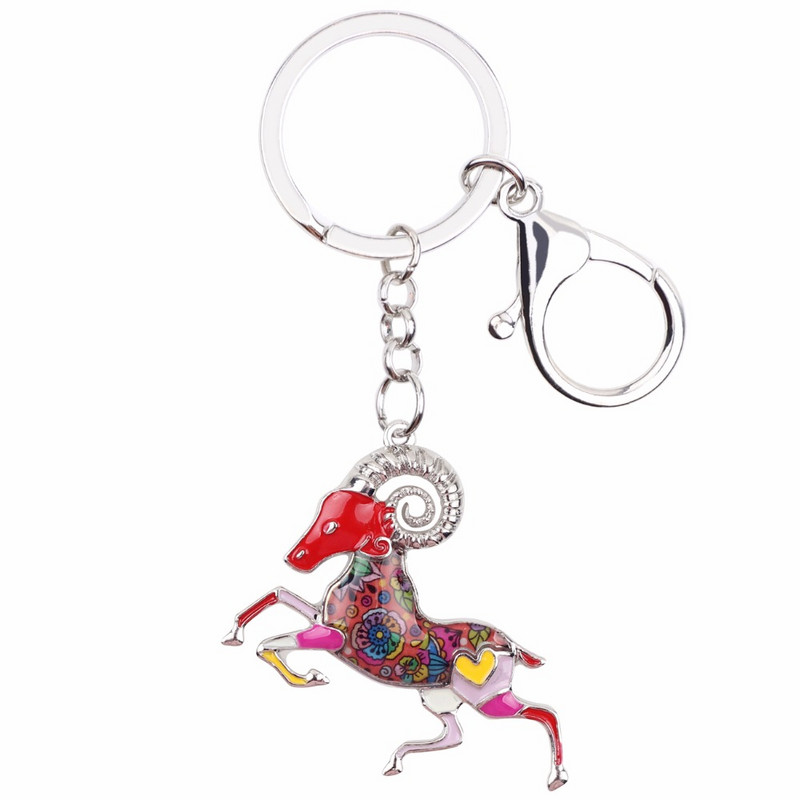 Bonsny Email Star Lucky Zodiac Berbec Capră Lanț chei Femei Breloc Cadou Poșetă Brelocuri Breloc Cheie Mașină Poșeta Bijuterii Halcyone