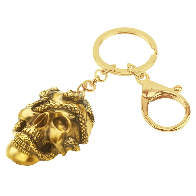 Breloc cu craniu de șarpe, din aliaj de Halloween, placat cu aur antic, breloc cu schelet, bijuterii pentru femei, copii, adolescenți, cadouri de modă.