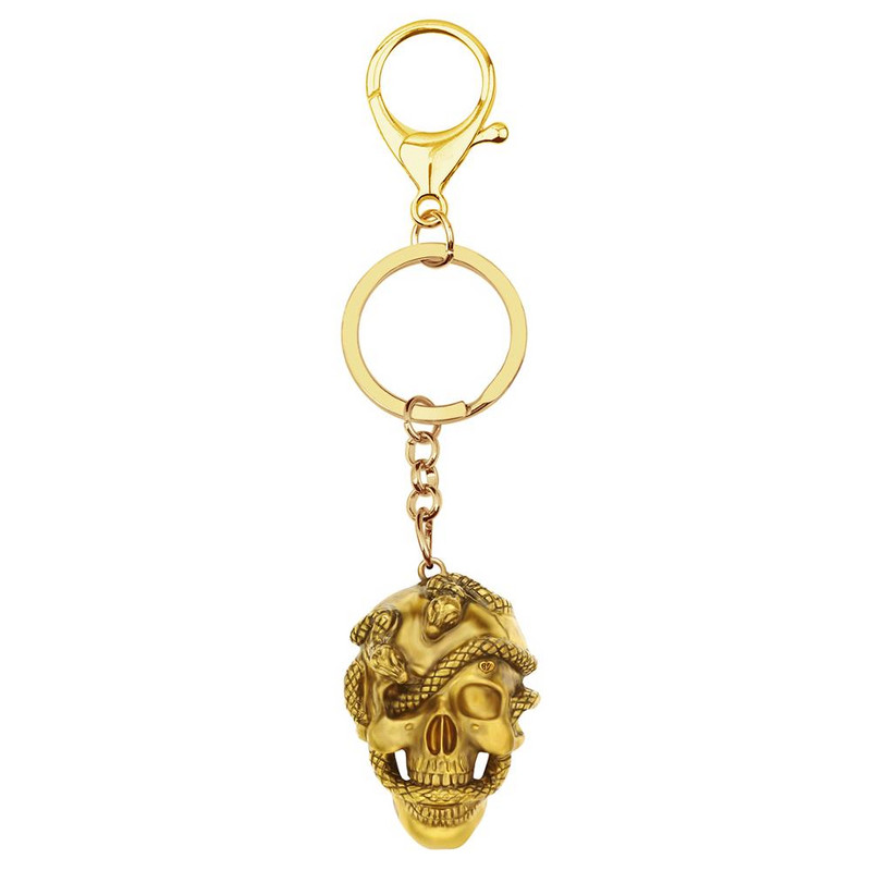 Breloc cu craniu de șarpe, din aliaj de Halloween, placat cu aur antic, breloc cu schelet, bijuterii pentru femei, copii, adolescenți, cadouri de modă.