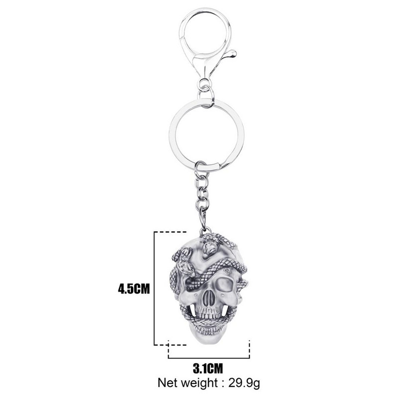 Breloc cu craniu de șarpe, din aliaj de Halloween, placat cu aur antic, breloc cu schelet, bijuterii pentru femei, copii, adolescenți, cadouri de modă.