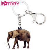 Bonsny Acrilic Walking Jungle Elephant Breloc Breloc Inele Bijuterii la modă Pentru Femei Fete Doamne Poșetă Car Animal Charms