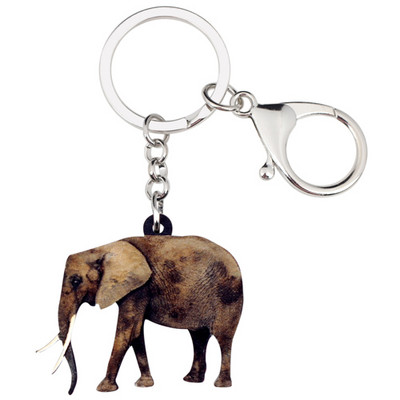 Bonsny Acrilic Walking Jungle Elephant Breloc Breloc Inele Bijuterii la modă Pentru Femei Fete Doamne Poșetă Car Animal Charms