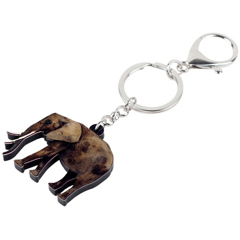 Bonsny Akrilni hodajući slon u džungli Privjesci za ključeve Prstenovi za ključeve Trendy nakit za žene Djevojke Ženske torbice Automobili Privjesci za životinje