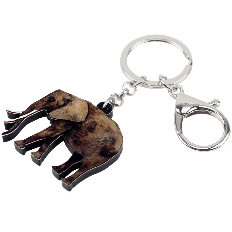 Bonsny Akrilni hodajući slon u džungli Privjesci za ključeve Prstenovi za ključeve Trendy nakit za žene Djevojke Ženske torbice Automobili Privjesci za životinje