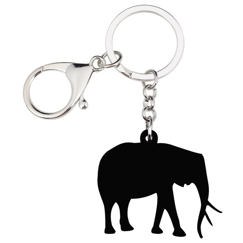 Bonsny Akrilni hodajući slon u džungli Privjesci za ključeve Prstenovi za ključeve Trendy nakit za žene Djevojke Ženske torbice Automobili Privjesci za životinje
