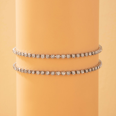 Tocona Lanț de picior cu strass colorat de lux pentru femei Brelocuri din aliaj de aur, metal, bijuterii reglabile gleznă 2 buc/seturi 21080