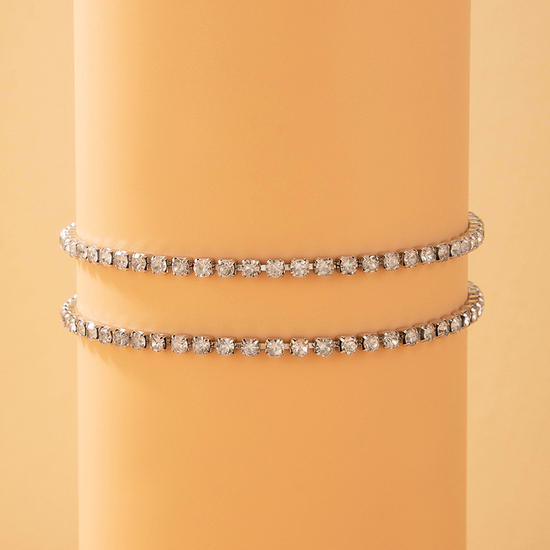 Tocona Lanț de picior cu strass colorat de lux pentru femei Brelocuri din aliaj de aur, metal, bijuterii reglabile gleznă 2 buc/seturi 21080