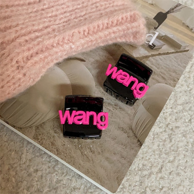 Корейска мода Pink Smiley Cross Bow Minil Square Hairb Sweet Cool Girl Черен рак Щипка за коса Аксесоари за коса Y2K Бижута