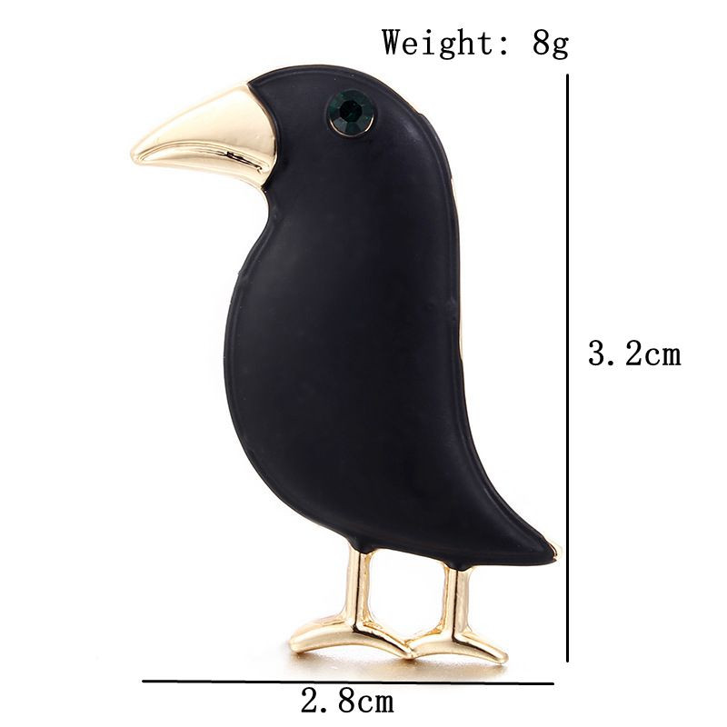 Personalitate Desen animat Creativ Pasăre Neagră Modelare Pop-Smalț Pin Insigne pentru rever Broșă Cadou amuzant Broșe elegante pentru femei
