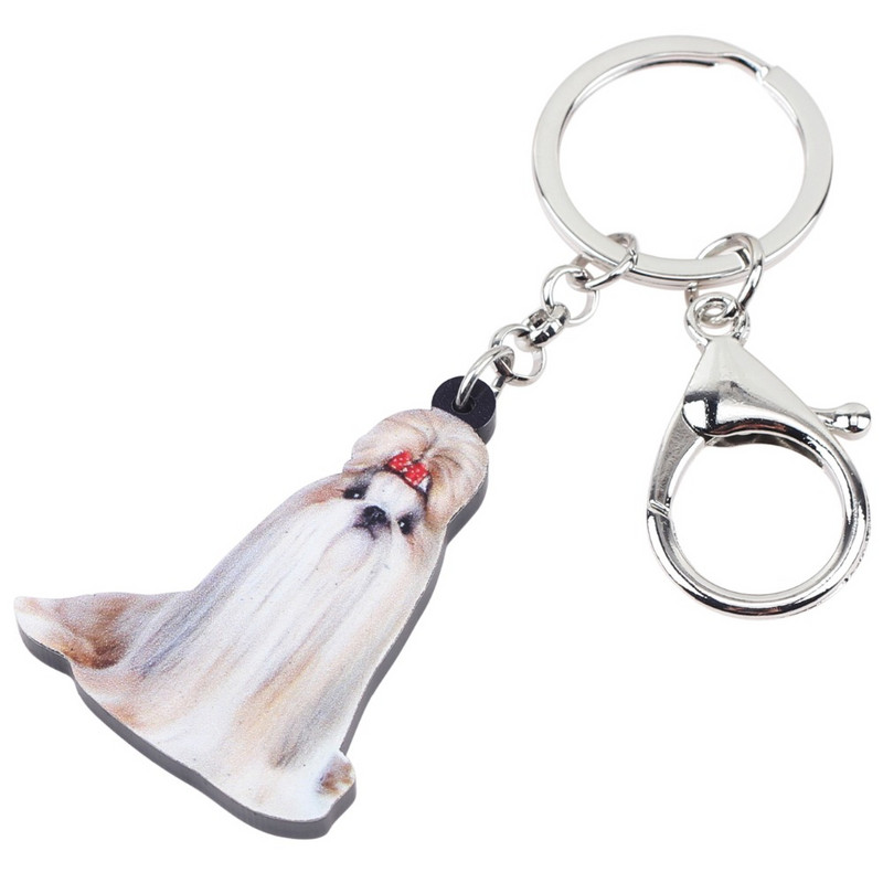 Bonsny Acrilic Desene Animat Chinezesc Shih Tzu Câine Lanțuri Breloc Noutate Breloc Bijuterii Pentru Femei Fete Doamnă Brelocuri Poșete Cadou pentru copii