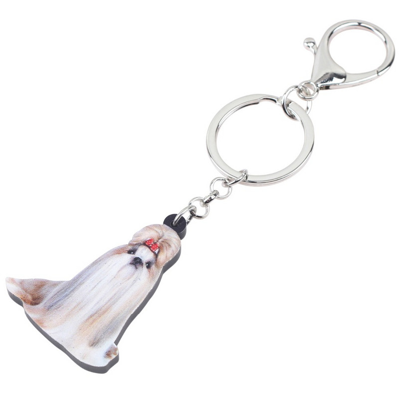 Bonsny Acrilic Desene Animat Chinezesc Shih Tzu Câine Lanțuri Breloc Noutate Breloc Bijuterii Pentru Femei Fete Doamnă Brelocuri Poșete Cadou pentru copii
