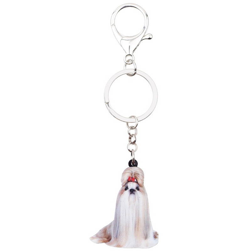 Bonsny Acrilic Desene Animat Chinezesc Shih Tzu Câine Lanțuri Breloc Noutate Breloc Bijuterii Pentru Femei Fete Doamnă Brelocuri Poșete Cadou pentru copii
