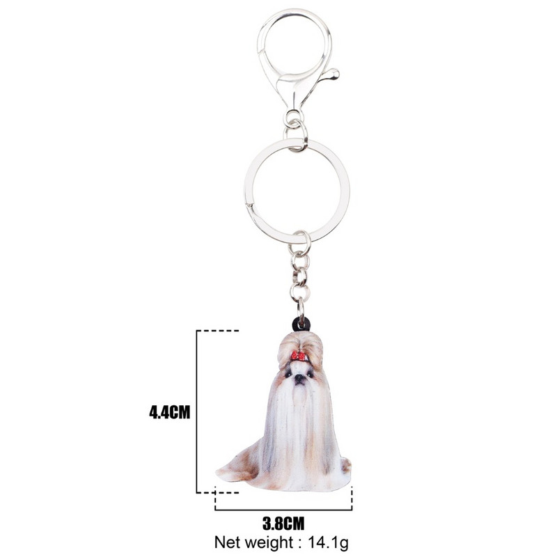 Bonsny Acrilic Desene Animat Chinezesc Shih Tzu Câine Lanțuri Breloc Noutate Breloc Bijuterii Pentru Femei Fete Doamnă Brelocuri Poșete Cadou pentru copii