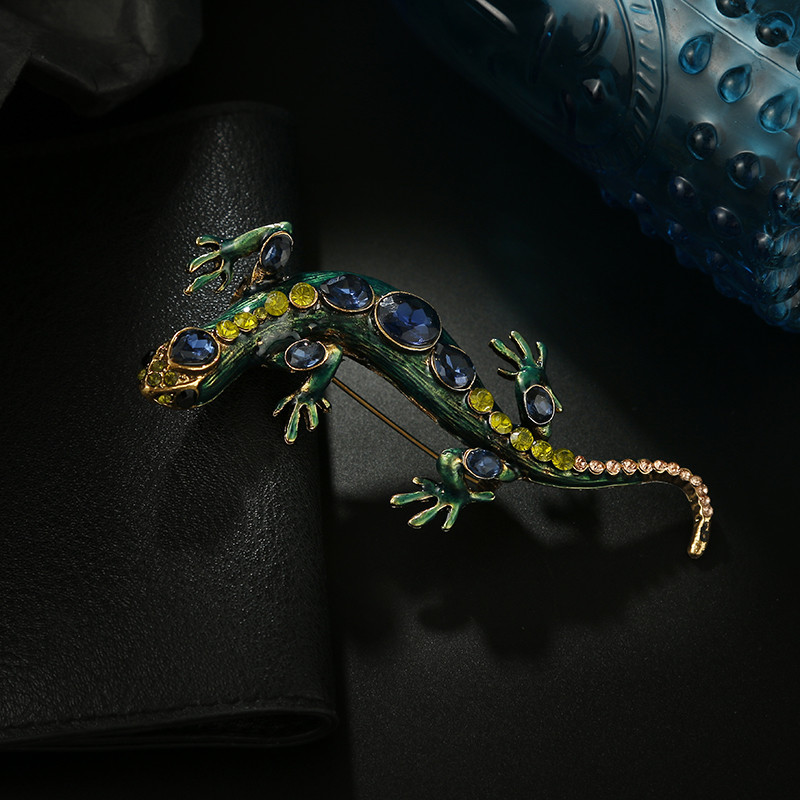 Noi broșe de șopârlă de cristal pentru femei și bărbați Ace animale de vară, strălucitoare, broșă cu strass, bijuterii, accesorii pentru copii