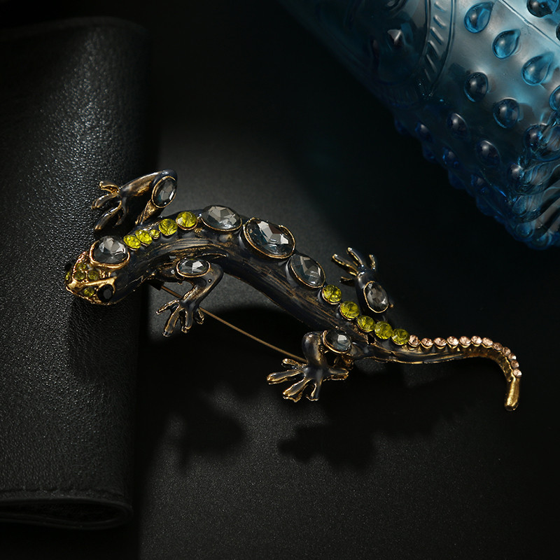 Noi broșe de șopârlă de cristal pentru femei și bărbați Ace animale de vară, strălucitoare, broșă cu strass, bijuterii, accesorii pentru copii