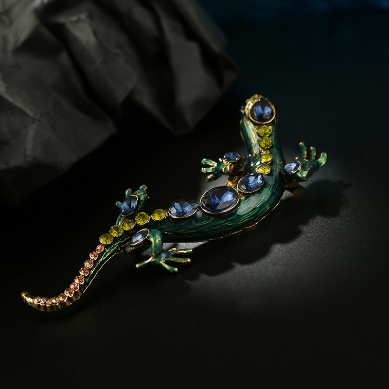 Noi broșe de șopârlă de cristal pentru femei și bărbați Ace animale de vară, strălucitoare, broșă cu strass, bijuterii, accesorii pentru copii