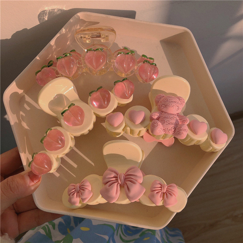 FFLACELL Gheară de păr de urs roz, rășină, pentru femei, la modă coreeană, accesorii pentru păr, pentru fete, clemă de crab, agrafe de păr coadă de cal