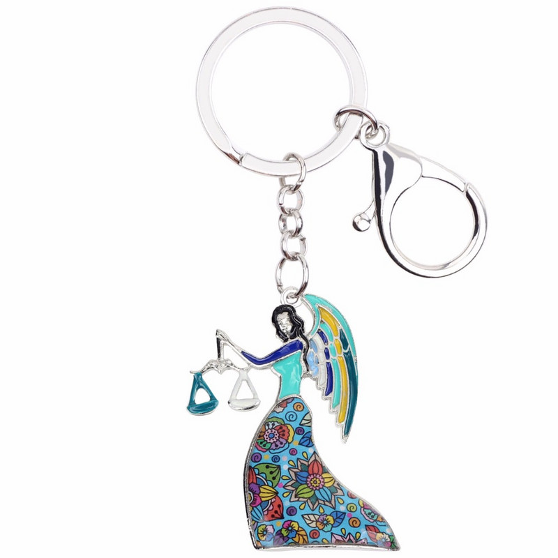 Bonsny Email Star Lucky Zodiac BALANTĂ Breloc Femei Breloc Cadou Poșetă Breloc Breloc Cheie Mașină Poșetă Bijuterii Noutăți 2018