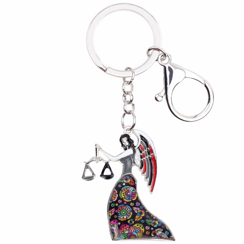 Bonsny Email Star Lucky Zodiac BALANTĂ Breloc Femei Breloc Cadou Poșetă Breloc Breloc Cheie Mașină Poșetă Bijuterii Noutăți 2018