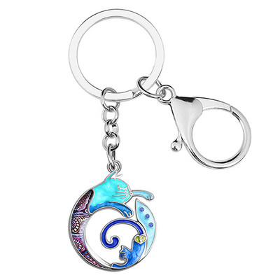 BONSNY Ziua Mamei Email Smalt Metal Floral Pisicuta Pisicuta Breloc Geanta Breloc Inel Bijuterii Moda Pentru Femei Fete Breloc Mame Cadouri