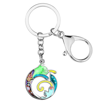 BONSNY Ziua Mamei Email Smalt Metal Floral Pisicuta Pisicuta Breloc Geanta Breloc Inel Bijuterii Moda Pentru Femei Fete Breloc Mame Cadouri