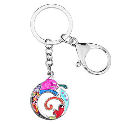 BONSNY Ziua Mamei Email Smalt Metal Floral Pisicuta Pisicuta Breloc Geanta Breloc Inel Bijuterii Moda Pentru Femei Fete Breloc Mame Cadouri