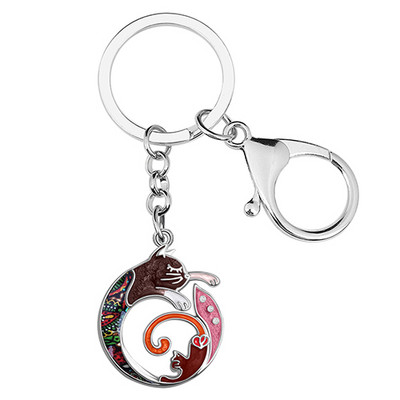 BONSNY Ziua Mamei Email Smalt Metal Floral Pisicuta Pisicuta Breloc Geanta Breloc Inel Bijuterii Moda Pentru Femei Fete Breloc Mame Cadouri