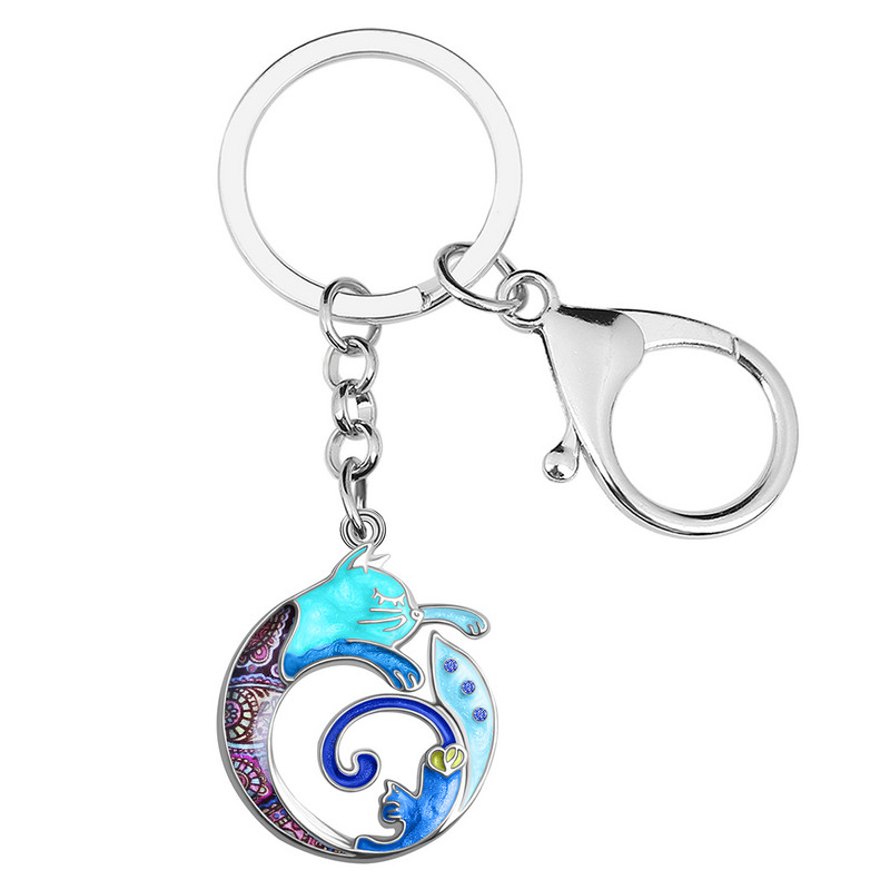 BONSNY Ziua Mamei Email Smalt Metal Floral Pisicuta Pisicuta Breloc Geanta Breloc Inel Bijuterii Moda Pentru Femei Fete Breloc Mame Cadouri