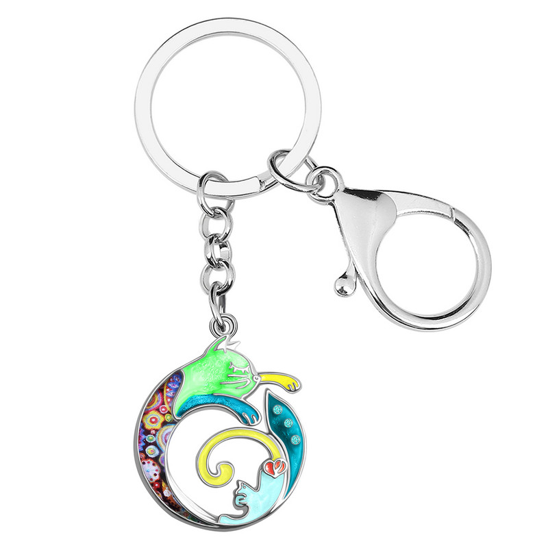 BONSNY Ziua Mamei Email Smalt Metal Floral Pisicuta Pisicuta Breloc Geanta Breloc Inel Bijuterii Moda Pentru Femei Fete Breloc Mame Cadouri