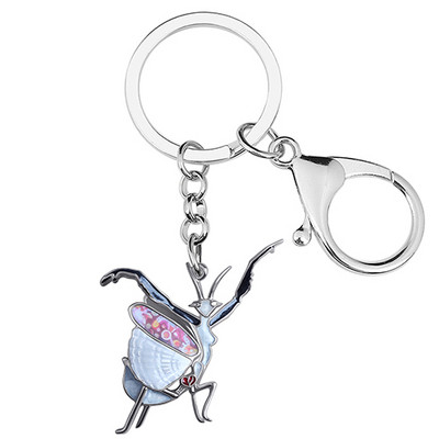 Aripi florale din metal din aliaj email BONSNY breloc mantis rugător breloc geanta mașină breloc inel bijuterii de modă pentru femei bărbați farmece cadouri