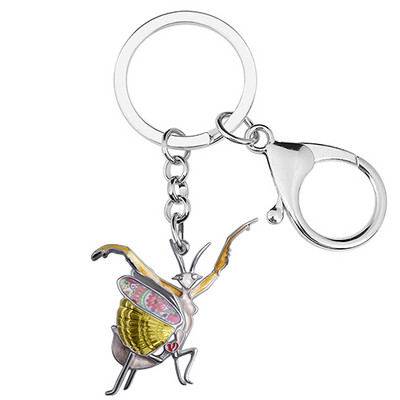 Aripi florale din metal din aliaj email BONSNY breloc mantis rugător breloc geanta mașină breloc inel bijuterii de modă pentru femei bărbați farmece cadouri