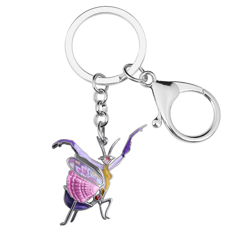 Aripi florale din metal din aliaj email BONSNY breloc mantis rugător breloc geanta mașină breloc inel bijuterii de modă pentru femei bărbați farmece cadouri