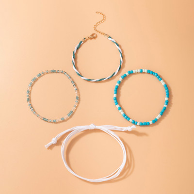 Tocona frânghie colorate glezne pentru femei bărbați lucrate manual cu mărgele lanț pentru picioare reglabile bijuterii boeme accesorii 4 buc/seturi 6548