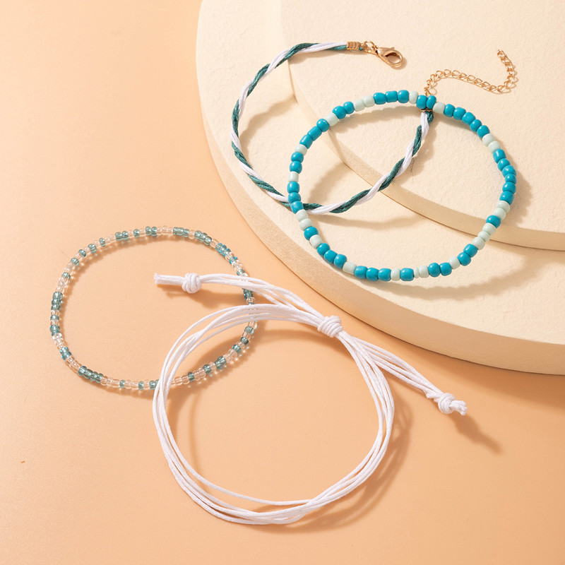 Tocona frânghie colorate glezne pentru femei bărbați lucrate manual cu mărgele lanț pentru picioare reglabile bijuterii boeme accesorii 4 buc/seturi 6548