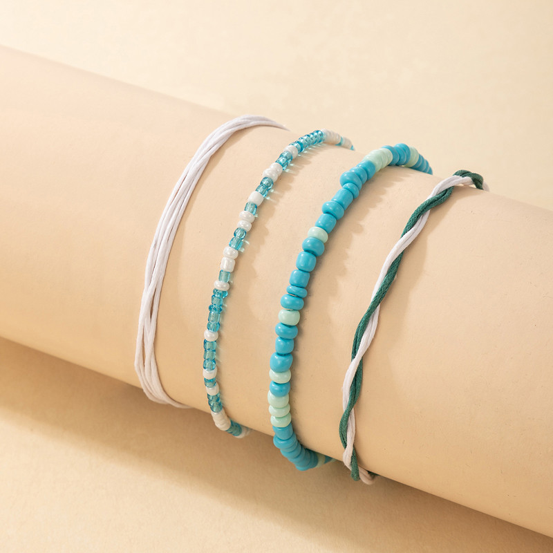 Tocona frânghie colorate glezne pentru femei bărbați lucrate manual cu mărgele lanț pentru picioare reglabile bijuterii boeme accesorii 4 buc/seturi 6548