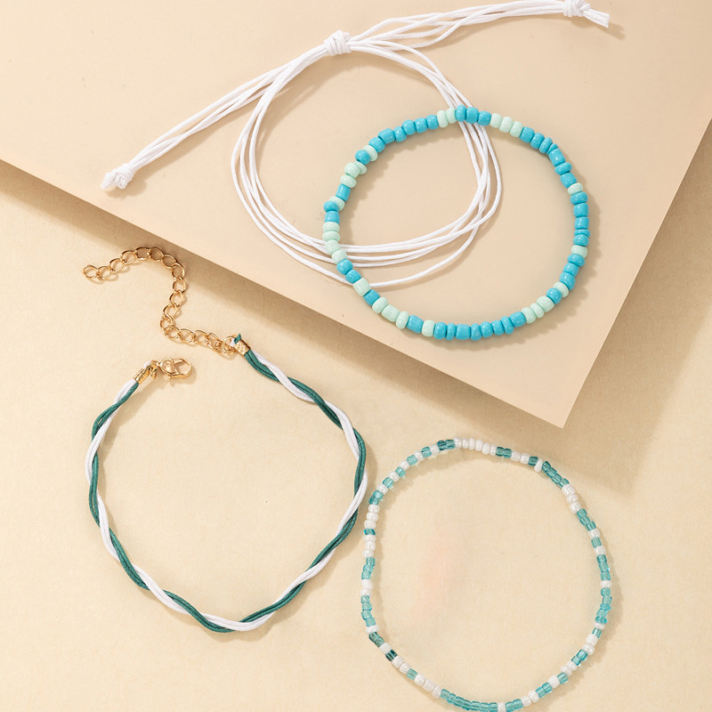 Tocona frânghie colorate glezne pentru femei bărbați lucrate manual cu mărgele lanț pentru picioare reglabile bijuterii boeme accesorii 4 buc/seturi 6548