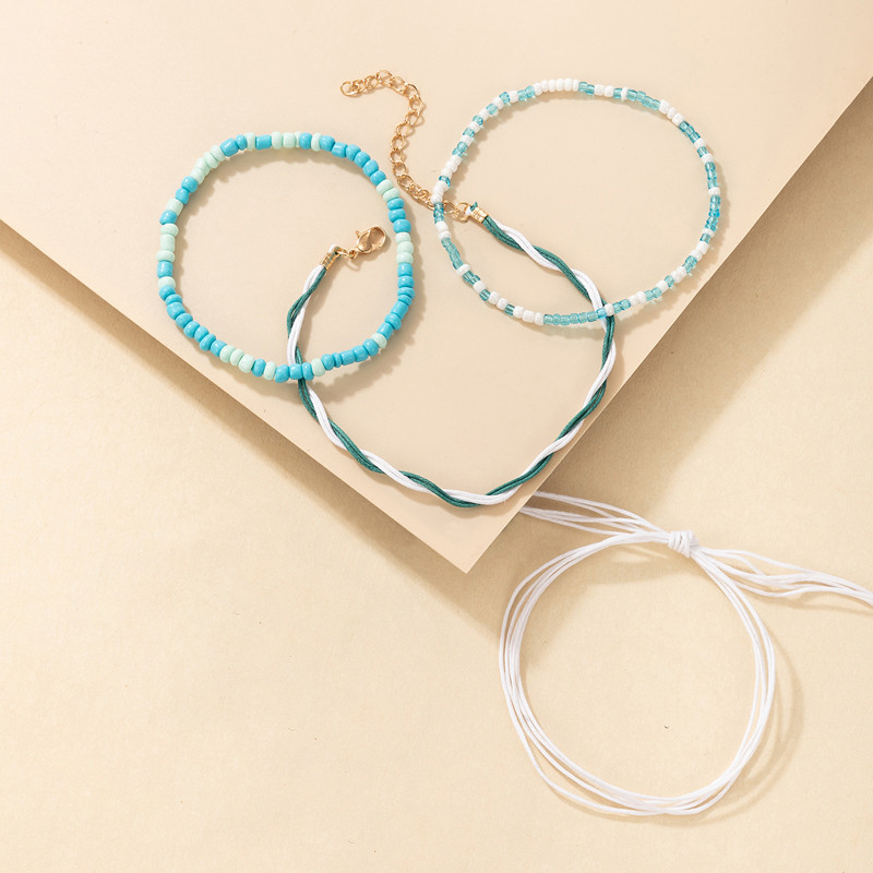 Tocona frânghie colorate glezne pentru femei bărbați lucrate manual cu mărgele lanț pentru picioare reglabile bijuterii boeme accesorii 4 buc/seturi 6548