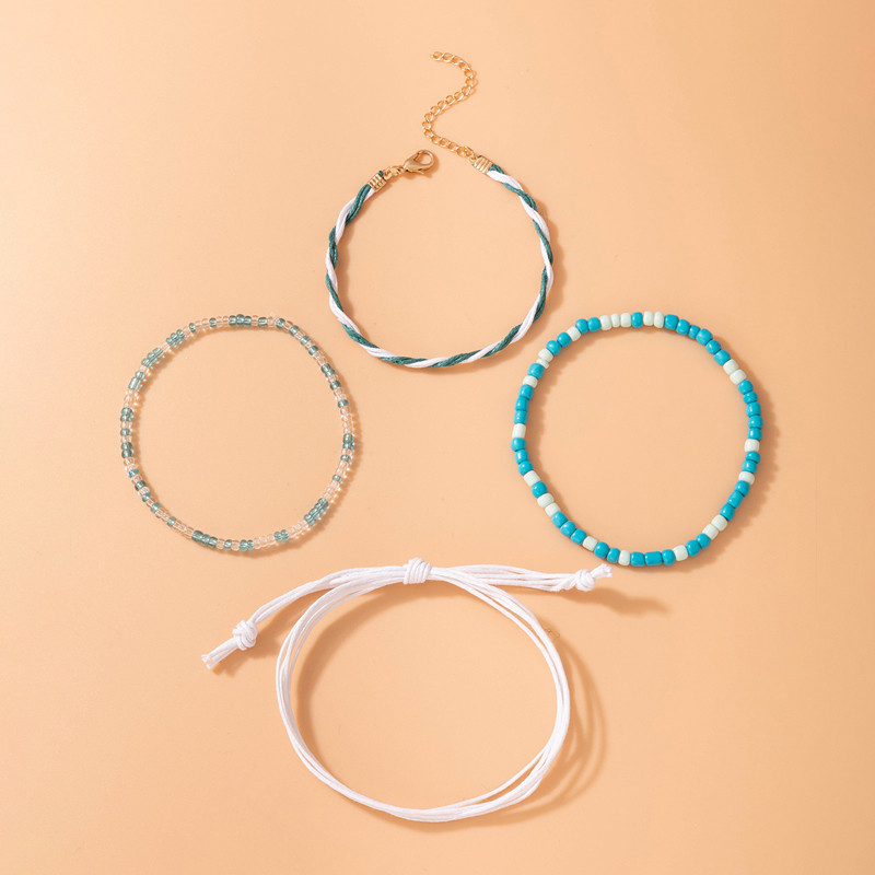 Tocona frânghie colorate glezne pentru femei bărbați lucrate manual cu mărgele lanț pentru picioare reglabile bijuterii boeme accesorii 4 buc/seturi 6548