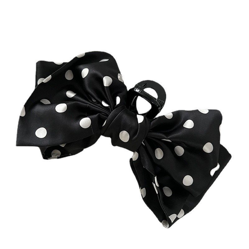 Moda coreeană retro temperament cu buline din satin fundita de prindere agrafă de păr pentru femei, mari, elegante, accesorii de păr cu gheare de fluture