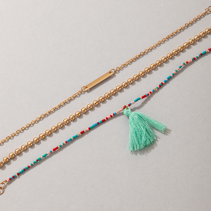 Tocona 3 buc/seturi gleznele colorate cu margele pentru femei Nou la modă lanț pentru picioare cu ciucuri Bijuterii reglabile din metal din aliaj de aur 20302