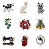 Ace metalice emailate drăguțe, amuzante, pisici și câini, broșe cu flori de animale pentru femei, bărbați, haine, eșarfă, cataramă, guler, bijuterii, ace de lux