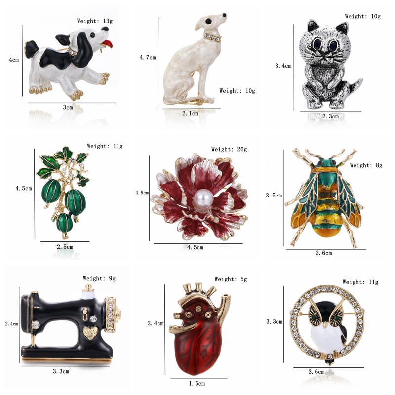 Ace metalice emailate drăguțe, amuzante, pisici și câini, broșe cu flori de animale pentru femei, bărbați, haine, eșarfă, cataramă, guler, bijuterii, ace de lux