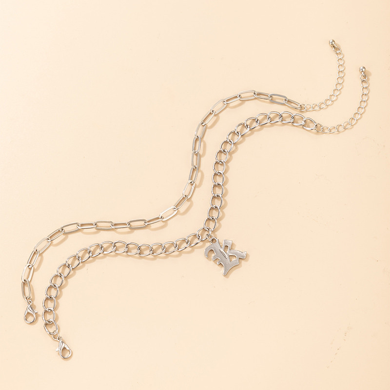 Tocona 2 buc/seturi New Fashion Letter K gleznă pentru femei bărbați lanț gros argint culoare aliaj metal bijuterii reglabile 19931