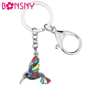 Bonsny zománcötvözet virágos repülő kolibri madarak kulcstartók divatos táska kulcstartó gyűrű ékszerek nőknek tinik lányoknak báj ajándék