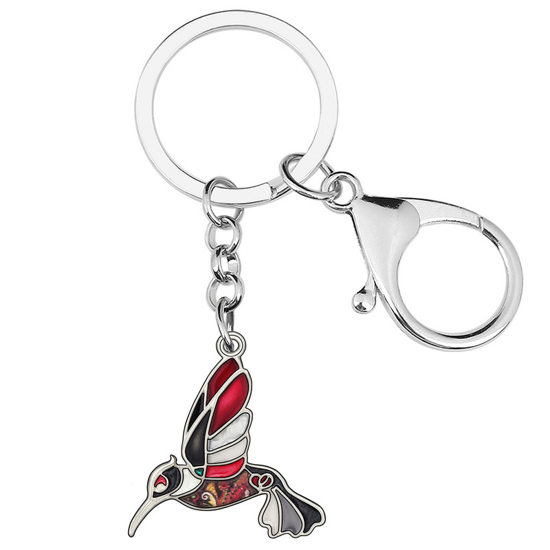 Bonsny zománcötvözet virágos repülő kolibri madarak kulcstartók divatos táska kulcstartó gyűrű ékszerek nőknek tinik lányoknak báj ajándék