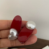 2 buc/lot Agrafe de păr din rășină cu perle de imitație pentru fată Agrafe cu breton roșu drăguț Agrafe pentru picior de rață Agrafe Cadouri pentru petrecerea de aniversare